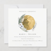 Boho Gold Saga Green Floral Wreath Wedite Einladun