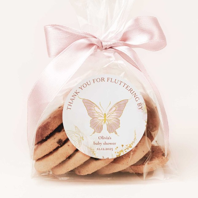 Boho Gold Schmetterling dankt Ihnen für das Floati Runder Aufkleber (Von Creator hochgeladen)