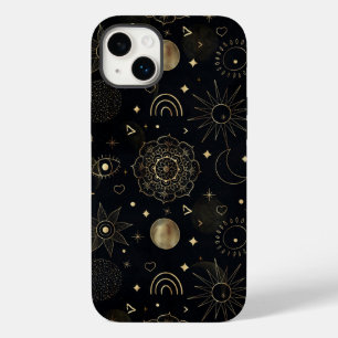 Boho Gold Space doodles Black Design Case-Mate iPhone 14 Plus Hülle