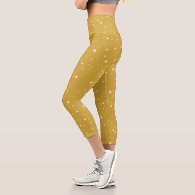 Boho Gold Starlight Capri Leggings (Links)