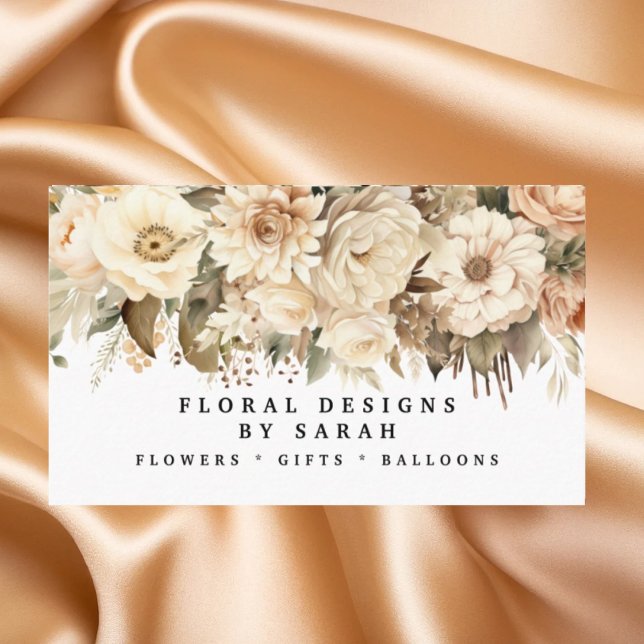 Boho Gold und Champagner Blume Business Cards Visitenkarte (Von Creator hochgeladen)