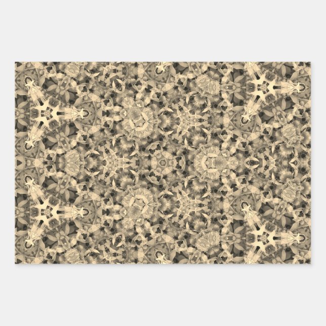 Boho Gold und Grau Geschenkpapier Set (Vorderseite)