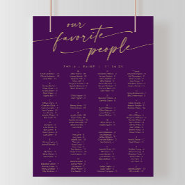 Boho Gold und Lila druckbare Sitzkarte Poster