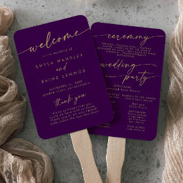 Boho Gold und Lila Wedding Program Fächer
