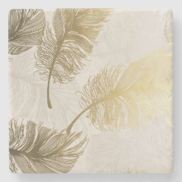 Boho Golden Feathers Steinuntersetzer