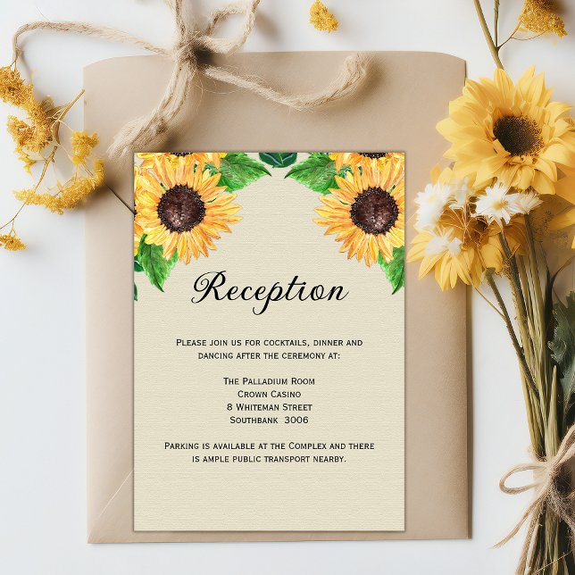 Boho Golden Floral Sonnenblumen Hochzeitsempfang Einladung (Von Creator hochgeladen)