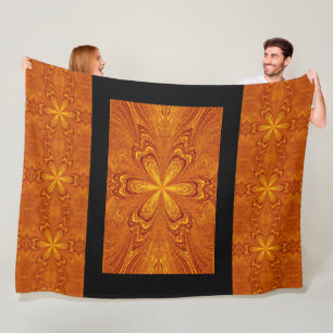 Boho Golden Gold Star Blume Rustikal Fleecedecke