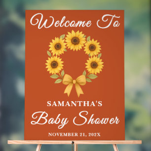 Boho Golden Sunflower Fall Baby Dusche Herzlich wi Acrylschild