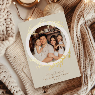 Boho Golden Wreath Foto Folien Feiertagskarte