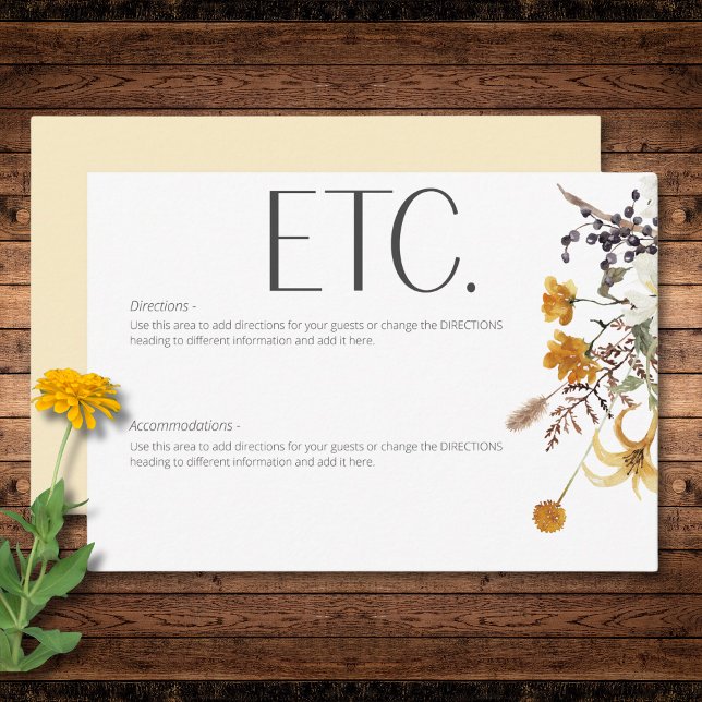Boho Golden Yellow Meadow Blume Gelbe Details Begleitkarte (Boho Golden Yellow Meadow Flowers Yellow Details Enclosure Card)