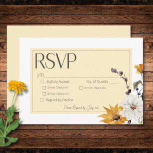 Boho Golden Yellow Meadow Blume Gelbes Abendessen RSVP Karte