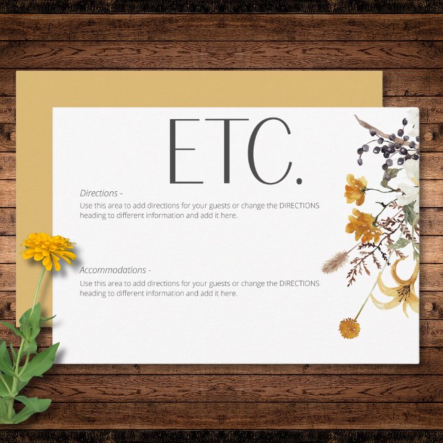 Boho Golden Yellow Meadow Blume Golddetails Begleitkarte (Boho Golden Yellow Meadow Flowers Gold Details Enclosure Card)
