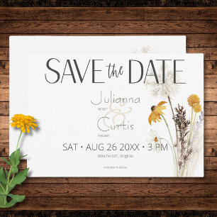 Boho Golden Yellow Meadow Blume Hochzeit Save The Date