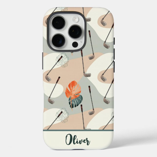 Boho-Golfschläger-Muster mit tropischen Blättern Case-Mate iPhone Hülle (Rückseite)