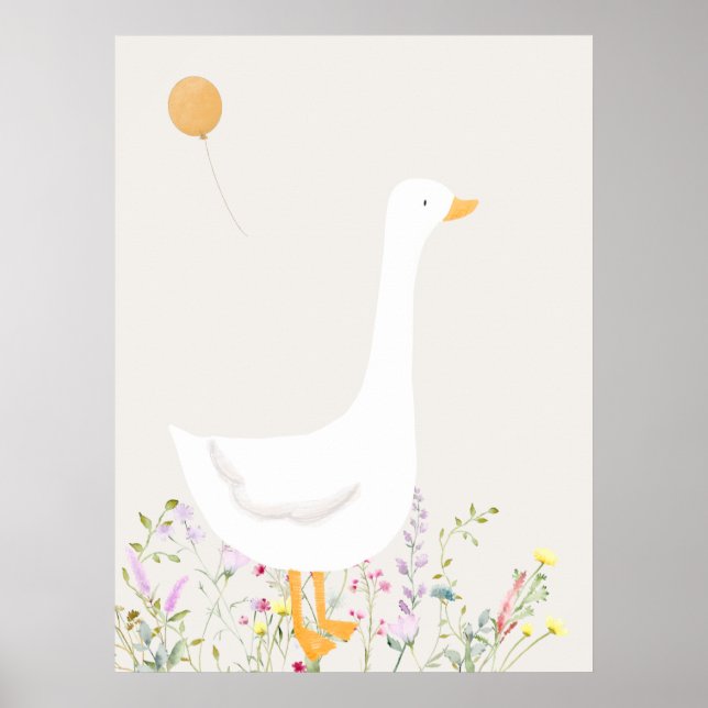 Boho Goose Duck Floral Baby Showwork Poster (Vorne)