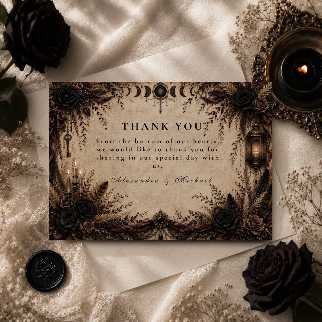 Boho-Goth-Hochzeit Dankeskarte (Von Creator hochgeladen)