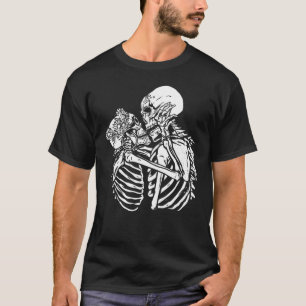 Boho-Goth-Skelett-Liebhaber Valentinstag-Totenkopf T-Shirt