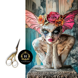 Boho Gothic Gargoyle Floral Crown Butterfly Seidenpapier