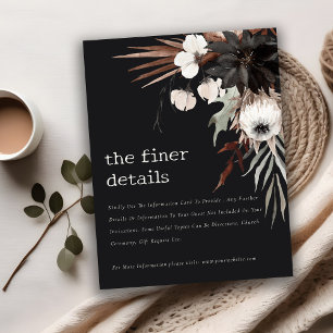 Boho Gothic Rust Black Botanical Wedding Details Begleitkarte