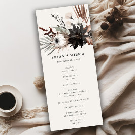 Boho Gothic Rust Black Botanical Wedding Program Einladung