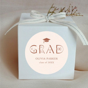 Boho GRAD Typografie Blush Pink Runder Aufkleber