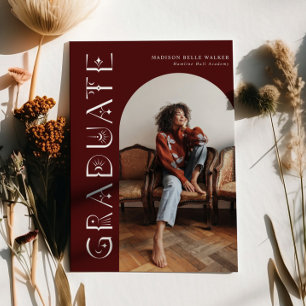 Boho Graduate Maroon Abschluss Ankündigung
