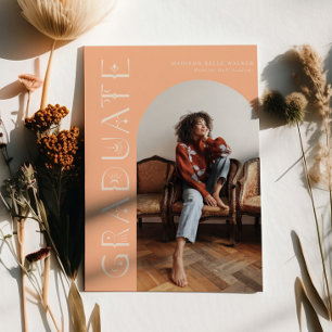 Boho Graduate Peach Abschluss Ankündigung