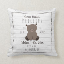 Boho graue Bear Cub Baby Boy Birth Stats