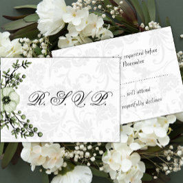 Boho Gray Damask und RSVP für grüne Blumenehen