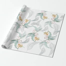 Boho Gray Mint Watercolor Eucalyptus Floral Geschenkpapier