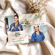 Boho Green 2 Foto Watercolor Nursing School Gradu