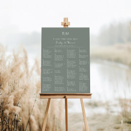 Boho Green Alphabetical Wedding Seating Chart Poster