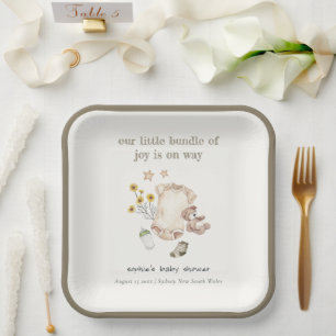 Boho Green Baby Clothes Gender Neutral Baby Dusche Pappteller