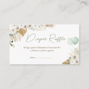 Boho Green Bear Baby Dusche Windelwanne Raffle Begleitkarte