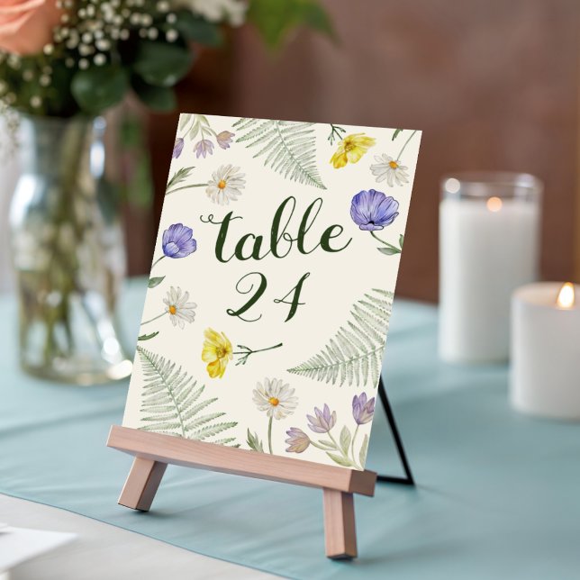 Boho Green & Beige Wildflower Wedding Table Number Tischnummer (Von Creator hochgeladen)