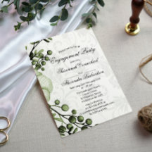 Boho Green Berry Wreath Damask Verlobung