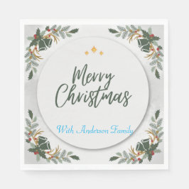 BOHO GREEN CHRISTMAS COCKTAIL PARTY PEROSANLISIERT SERVIETTE