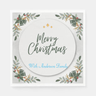 BOHO GREEN CHRISTMAS COCKTAIL PARTY PEROSANLISIERT SERVIETTE