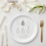 Boho Green Christmas Trees Baby Shower Pappteller<br><div class="desc">Diese niedliche "fröhliche kleine" Weihnachtsfeiertagsjunges Babyduschpapier mit Weihnachtsbäumen im Schatten von Grün. Personalisieren Sie es für Ihre Bedürfnisse. In meinem Geschäft finden Sie passende Produkte.</div>