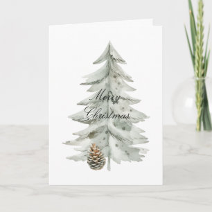 Boho Green Christmas Trees Pine Cones Karte