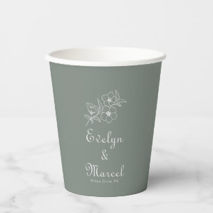 Boho Green Destination Blumenhochzeit Pappbecher
