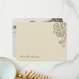 Boho Green Dots & Spirals Elegantes Hochzeitssembl Dankeskarte