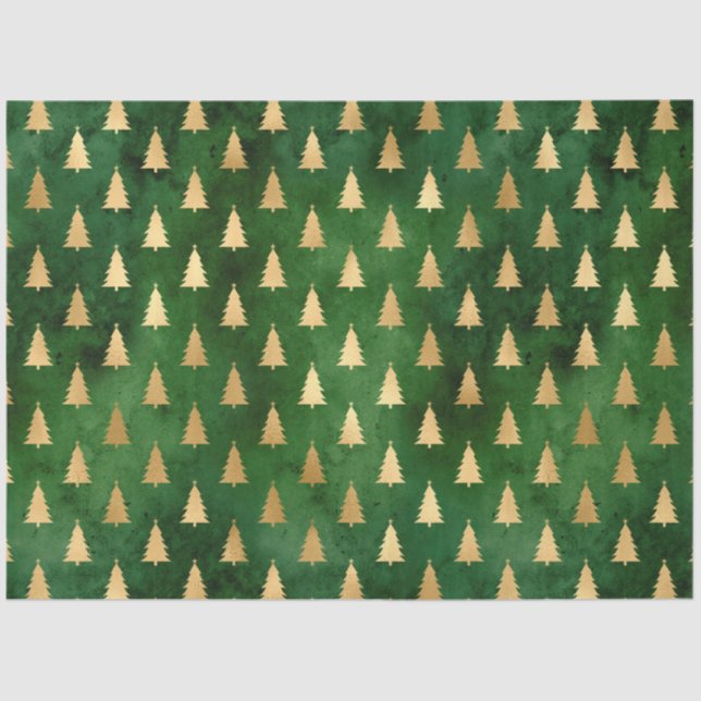 Boho Green Gold Trees Weihnachten Seidenpapier (Vorderseite)