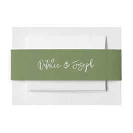 Boho Green Hand schrieb einzigartige moderne Hochz Einladungsbanderole