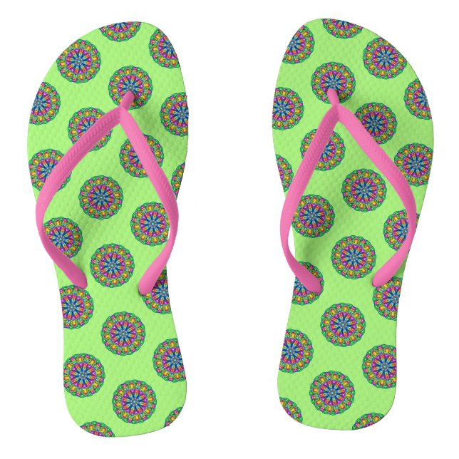 Boho Green Mandala Musterpaare von Flip Flops (Fußbett)