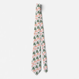 Boho Green Pink Orange Rustikale Weihnachtsbaumen  Krawatte