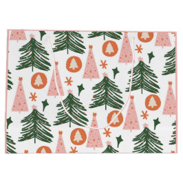 Boho Green Pink Orange Weihnachtsbaumen Große Geschenktüte