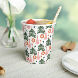 Boho Green Pink Orange Weihnachtsbaumen Pappbecher