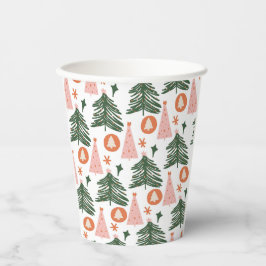 Boho Green Pink Orange Weihnachtsbaumen Pappbecher
