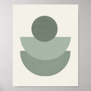 Boho Green Sage Mid Century Art Print Poster